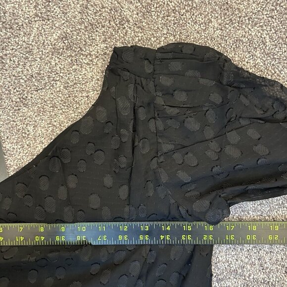 Express Women’s Polka Dot One Shoulder Banded Bottom Top Black Size XS NWT $68 - Picture 12 of 16